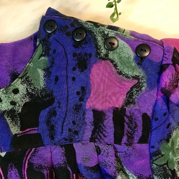 Vintage 80's Notations Artsy Retro Blouse Top LG - Picture 3 of 8